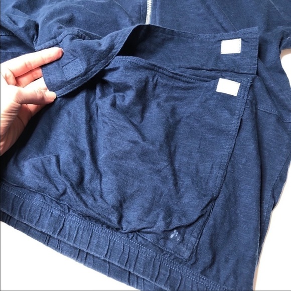 KYODAN Navy Active Front Pouch Pocket Elastic Bottom 1/4 Zipup Hoodie Shirt - Picture 5 of 10